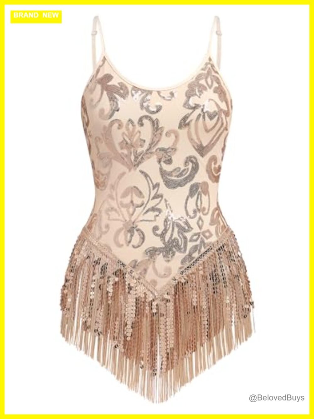 Sequin Fringe Bodysuit for Women Dance